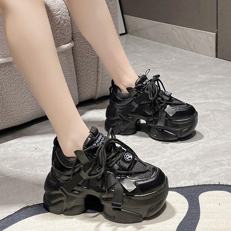 Женские массивные кроссовки на высокой платформе 8 см, спортивная обувь для папы, женские повседневные зимние туфли из блестящей кожи, Zapatillas Mujer
