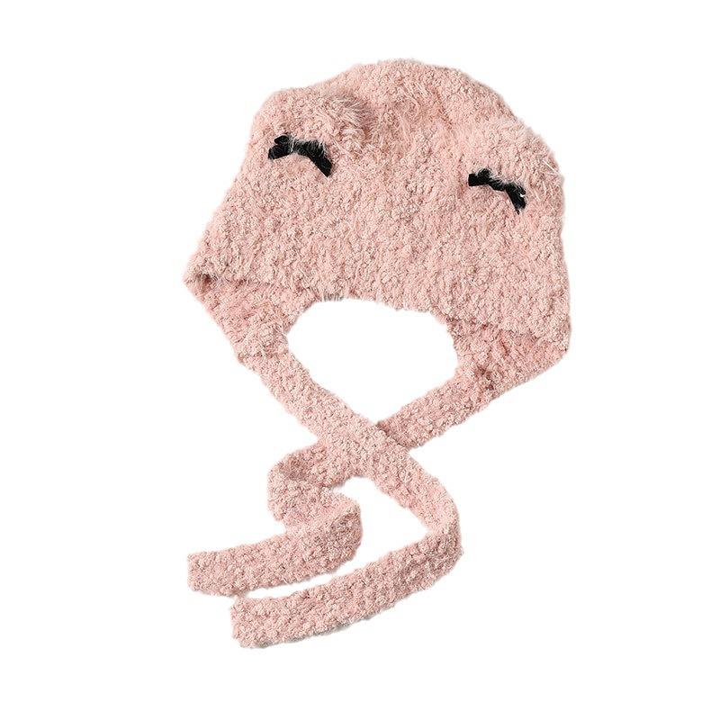 Модная шапка-бант, вязаная теплая шапка, женская осенне-зимняя шапка-пуловер с защитой ушей, коса, плюшевая шапка, шапка для езды на электромобиле