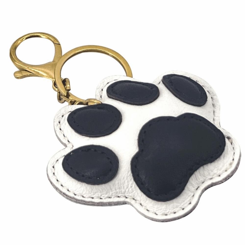 Pet Leather Cat Paw Pendant Hanger Bag Charm Cute Cat Footprint Keychain Car Accessory