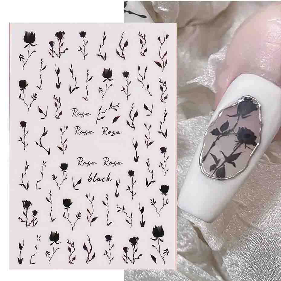 Летние цветочные и лиственные наклейки-водные слайдеры для дизайна ногтей в зеленом цвете