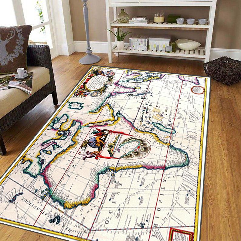 Ковер с навигационной картой древнего мира для гостиной, мягкий фланелевой коврик для спальни, противоскользящий коврик для ванной комнаты, детский игровой коврик