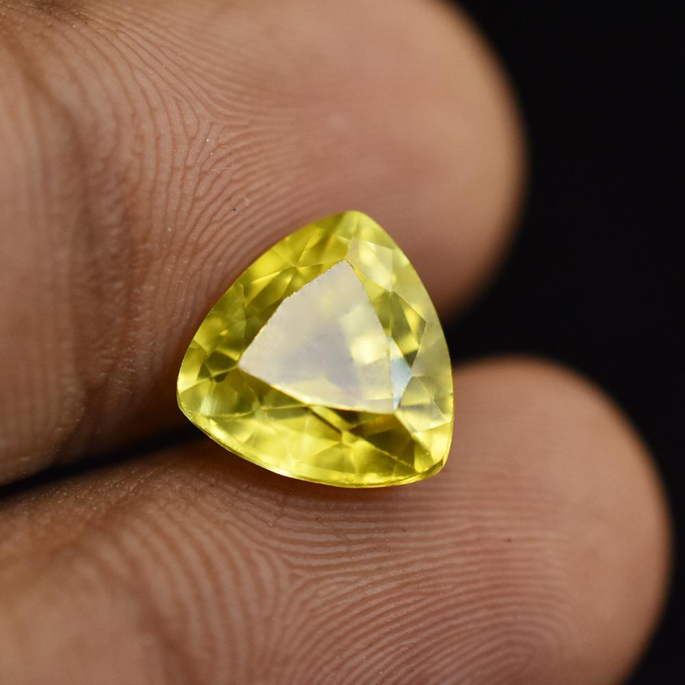 Natural Yellow Sapphire 4.35 Ct Unique Trillion Cut Gemstone Ring Size