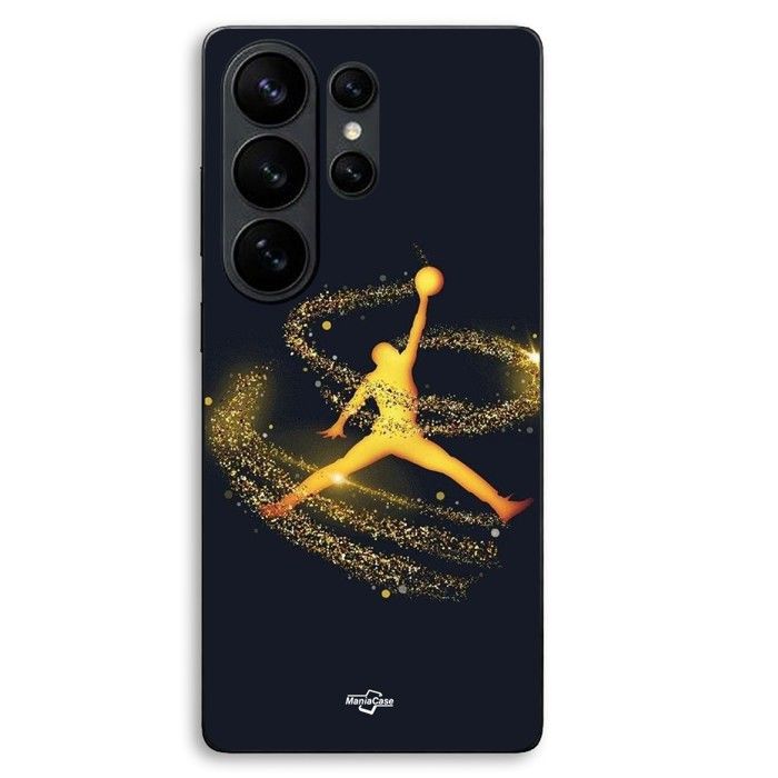 Чехол Для Samsung Galaxy S26 Ultra Логотип Jordan золотая мерцающая пыль Maniacase