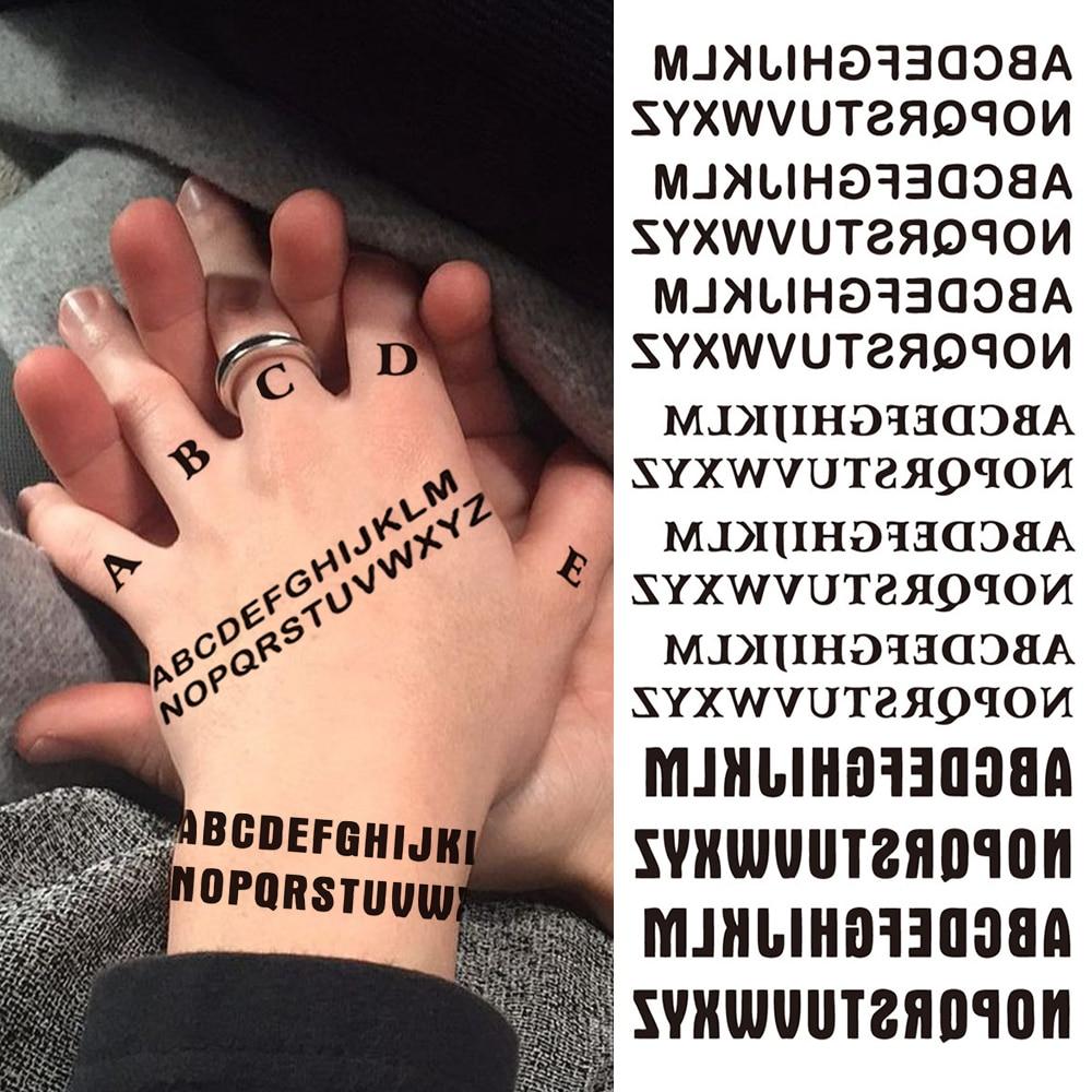 Черное реалистичное поддельное кольцо, временные татуировки для женщин, девушек, стихов, тату с буквами, ЭКГ, клевер, крест, водостойкая тату-наклейка