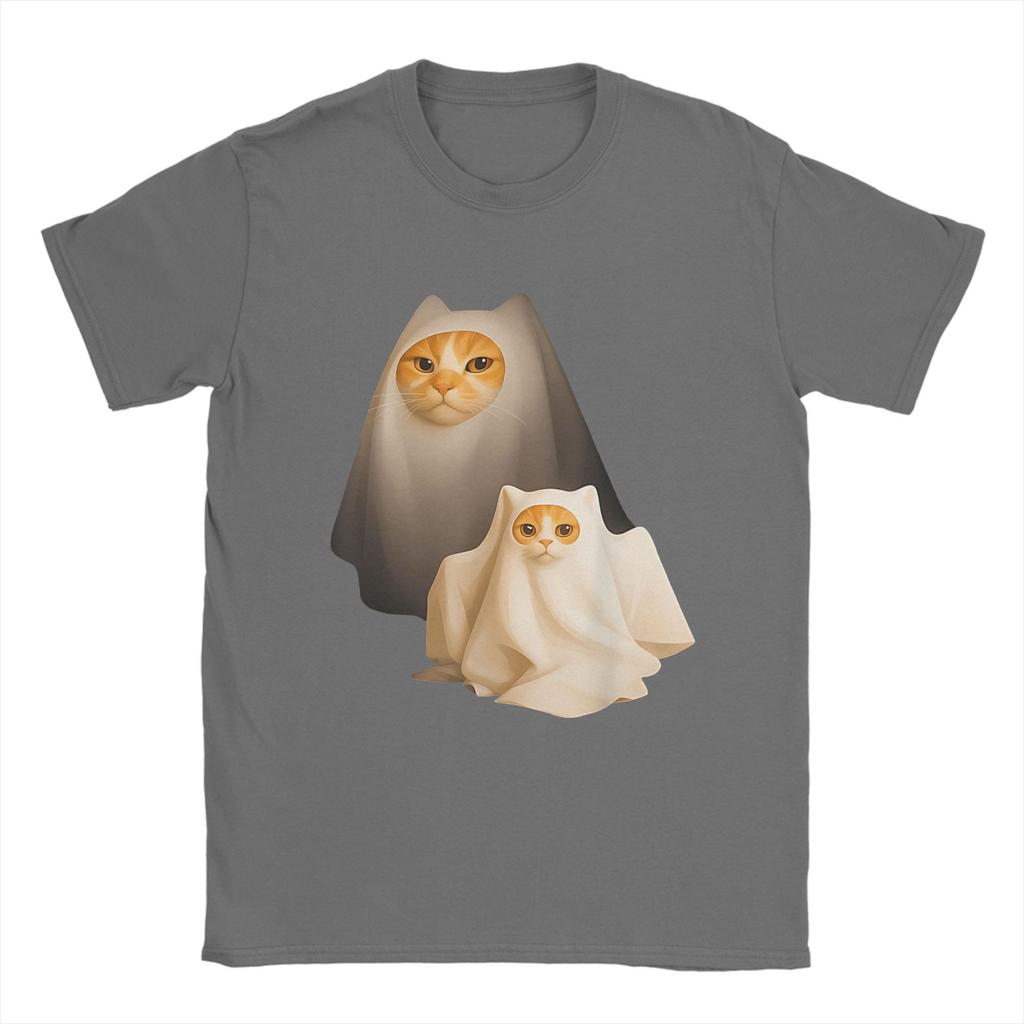 Ghost Cat Meme  Halloween Cotton T Shirt For Man Summer  Streetwear T-Shirts O-Neck Novelty Tees Big Size Custom DIY Tops