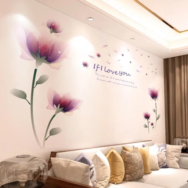 Главная Спальня Фон Наклейки на стену для гостиной Олень Цветок Кактус Самоклеящиеся обои для декора 3D Декор Наклейки на стену