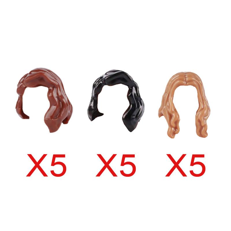 MOC Городские строительные блоки Части тела фигурок Креативные аксессуары Длинные волосы Коричневые Черные Золотые Мини-кирпичики Совместимая игрушка Подарок k030