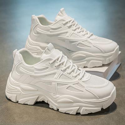 Модная платформа Женская Новая Весна Осень Белая Повседневная Массивная Спортивная Обувь Сетка Кожаные Кроссовки