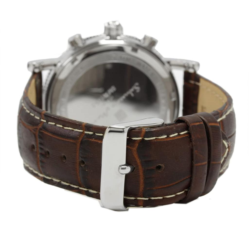 Часы-хронограф с кожаным ремешком, водонепроницаемость 5 АТМ, белый, темно-коричневый [Salvatore Mara] мужские SM19109-SSWHDBR