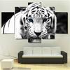 Canvas Wall Art Paintings 5 Pieces Prints White Tiger Animal Posters Modula Pictures For Living Room Decoration Accessories No Frame