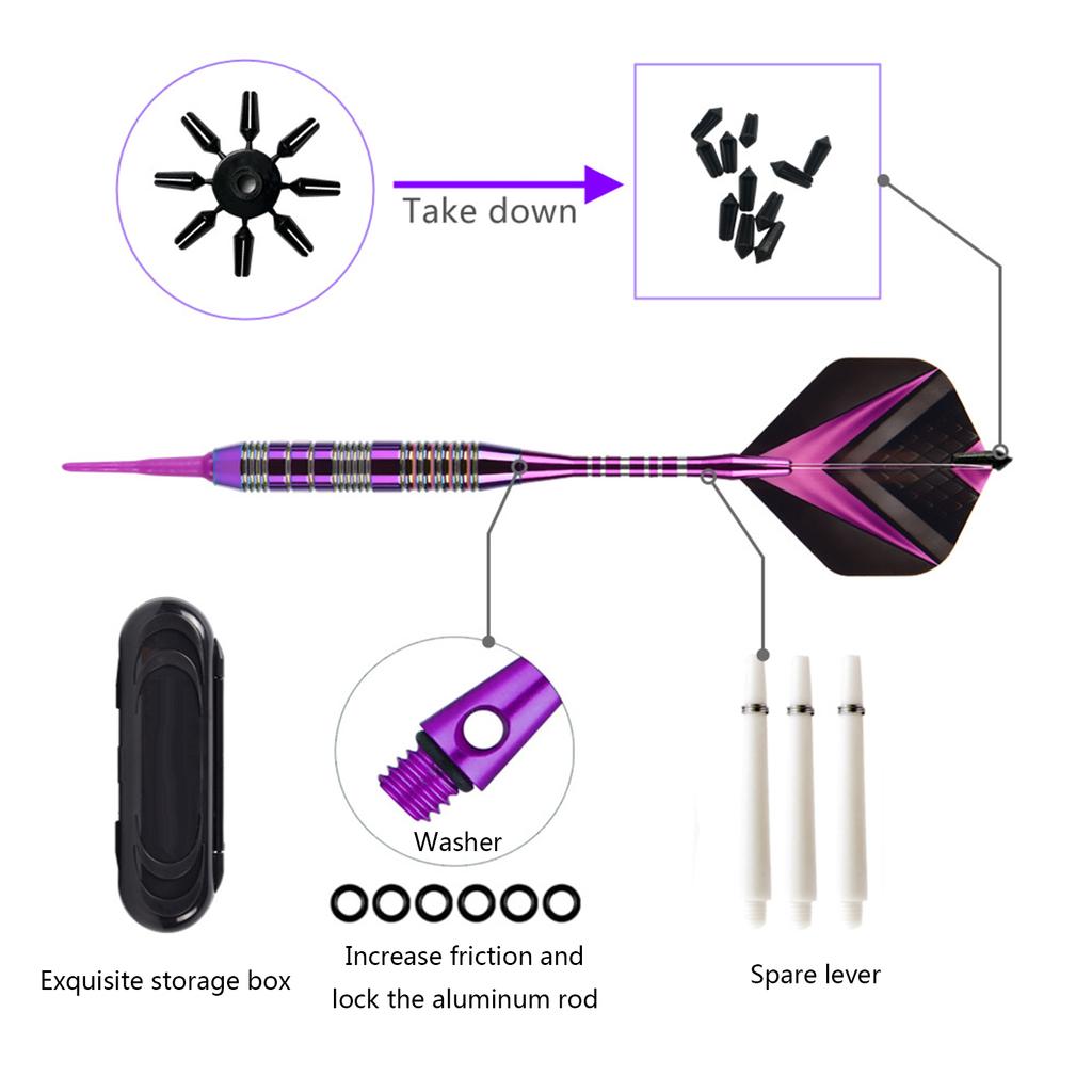 Soft Tip Darts Colorful Electroplating Darts with Storage Case Aluminum Alloy Dart Shafts for Bar Home Office Game Room