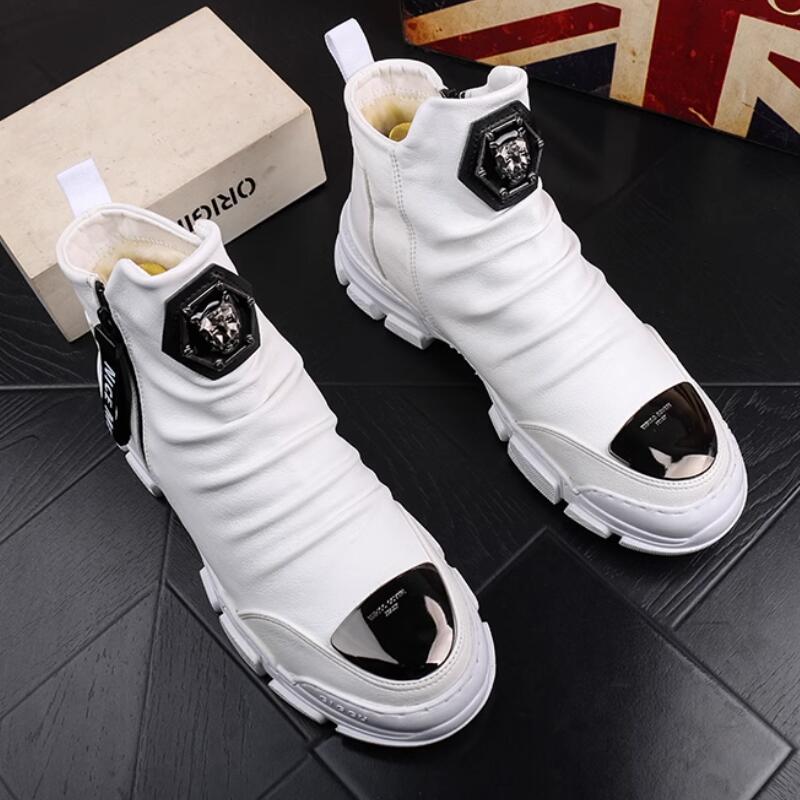 Мужские кроссовки с высоким верхом новая трендовая обувь для скейтборда с внутренней платформой маленькие белые ботинки корейская версия мужских Zapatos Hombre b2