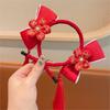 Tassel Chinese New Year Headwear Plush Ball Red Hairband Sweet Hanfu Hair Bun Hair Hoop  Children