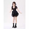 Платье Qichenk Gothic Cosplay Lolita, Милое, Массовое производство, Женское, Мини, Бант, Стильное, Лента, Кружево, Рюши, С открытыми плечами, Черное, Размер 03, M