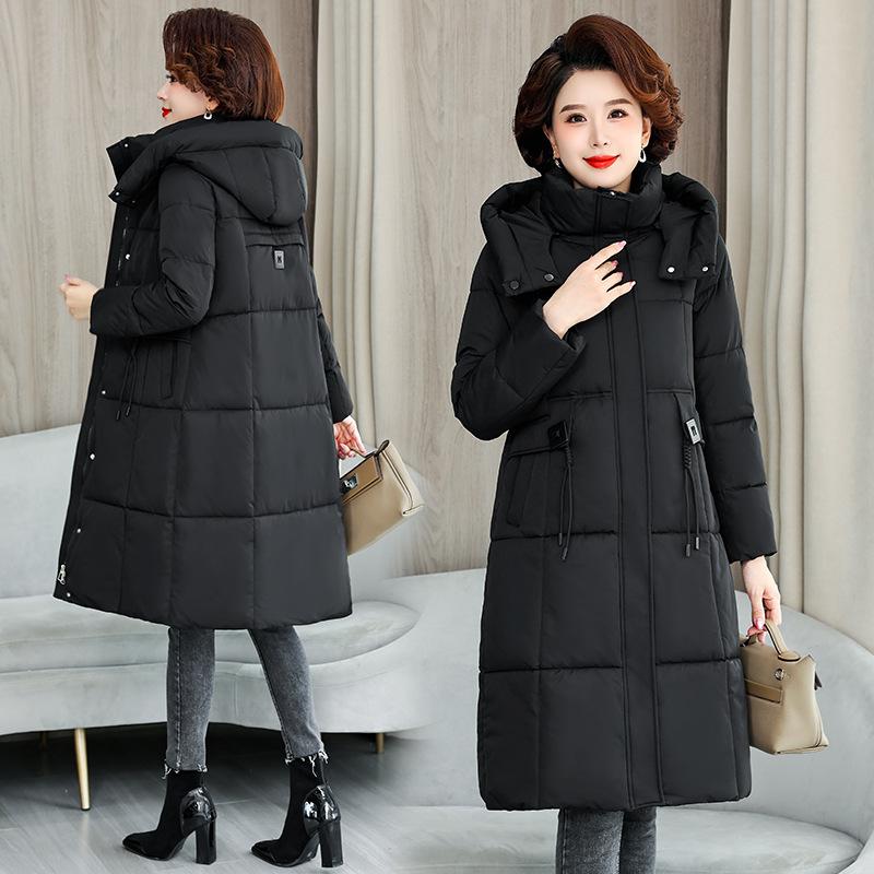 Cotton-padded Coat Long Style Over Knee Winter Clothing New Middle-aged and Elderly Women's Cotton Coat Thickened Cotton Jacket