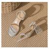 Thick-heeled Sandals Women's French Mid-heel Rhinestone High-end Sense Of Silver One-word Beautiful High Heels