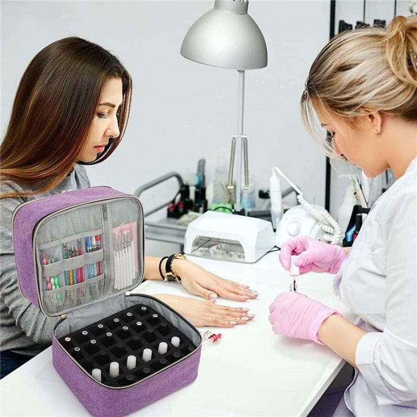 Большой вместительный органайзер для лака для ногтей, чехол для переноски, двухслойная лампа для сушки ногтей, кисть для дизайна ногтей, дрель для ногтей, коробка-органайзер для лака для ногтей