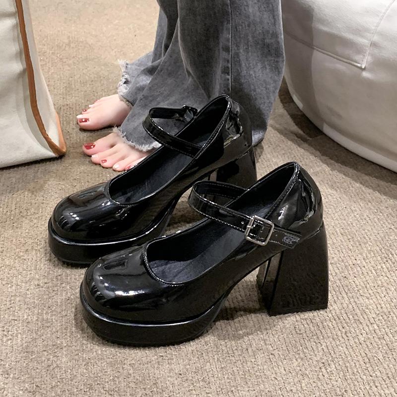 Fashion Women's Fashion Chunky Heel Mary Jane Shoes Spring New Round Head Shallow Mouth Line with Anti-slip Wear-resistant Shoes