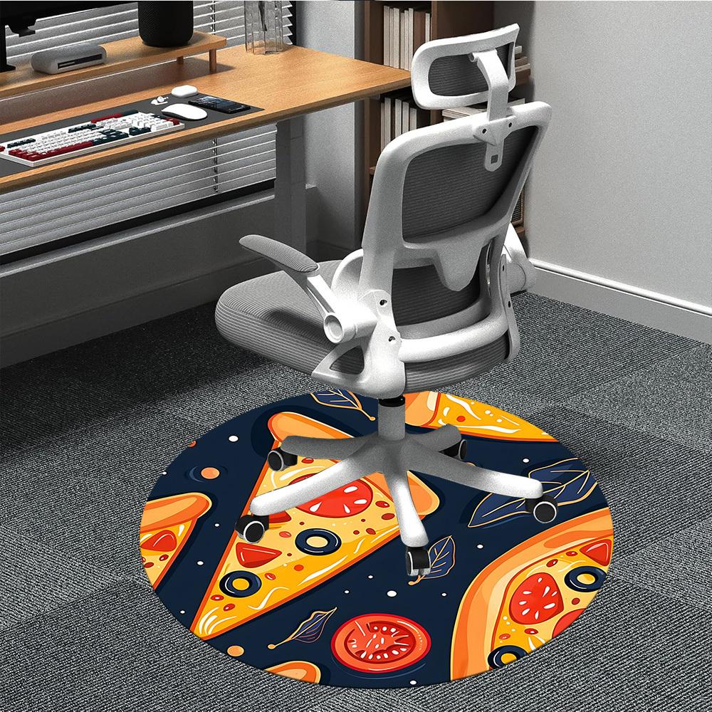 1pc Pizza Slice Office Round Area Rug, Indoor Mat Suitable For Office, Under Office Chairs Bedroom Living Room Home Decor, Room Deco