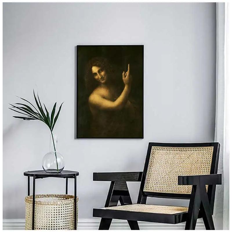 John by Leonardo da Vinci Posters and Prints Wall Art Canvas Painting for Living Room Home Decor Famous The Baptist St.
