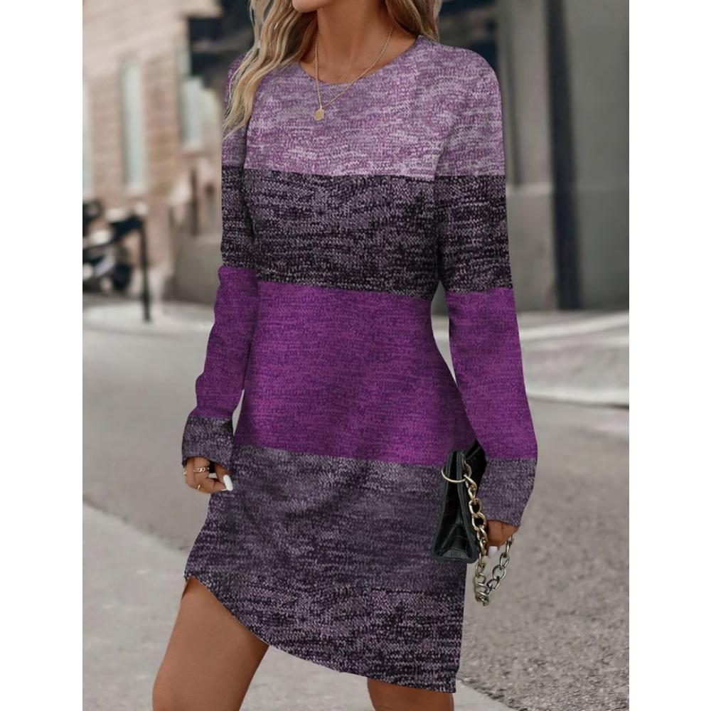 BITCED Женская мода осень-зима с длинным рукавом и круглым вырезом повседневные платья