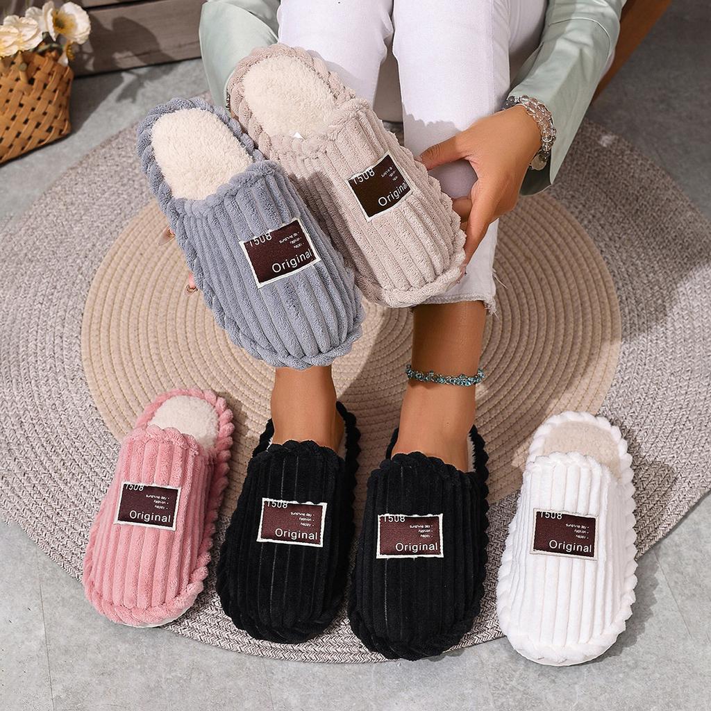 Fashion 2025 New Women Cotton Slippers Fashion Indoor Slides Women Home Warm Fuzzy Shoes Lightweight Casual Slippers Zapatos De Mujer
