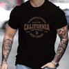 Men's 100% Cotton Casual Sports Loose Fit California West Coast Print Round Neck Short Sleeved T-shirt Top