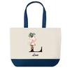 Tote Bag - PLANETEE - Lina - Bleu - Lettre Fleur - Coton 40x45 Cm