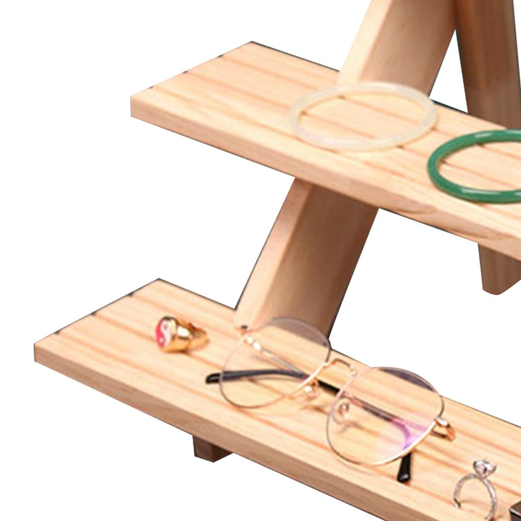 Display Stand Riser Wood Multiple Tier Versatile Showcase Shelf for Retail Jewelry Figures Makeups