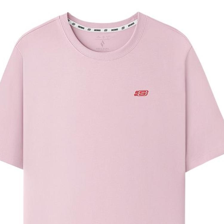 Skechers Однотонная дышащая футболка с круглым вырезом и коротким рукавом, унисекс, цвет Меловой-Розовый L225U086-01SX