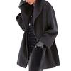 Women's Wool Blend Trench Coat Hooded Single-Breasted Pea Coat Fall Winter Thick Warm Jacket Casual Mid-Long Overcoat