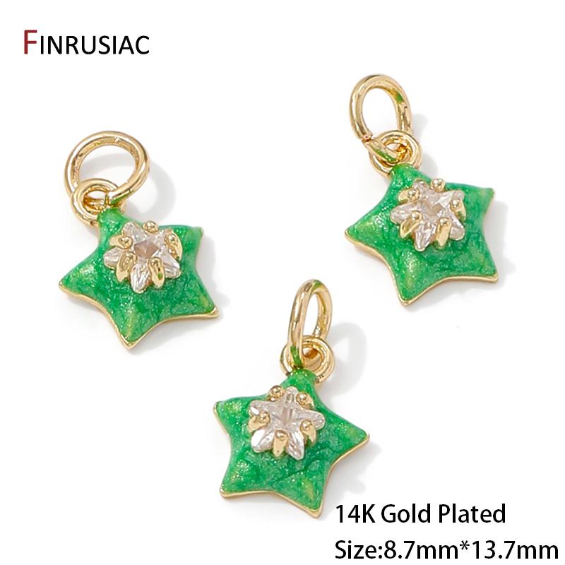Позолоченная латунь 14K, цирконы, эмаль, подвески-звездочки для изготовления ювелирных изделий, серег, ожерелий, браслетов, поделок, аксессуары