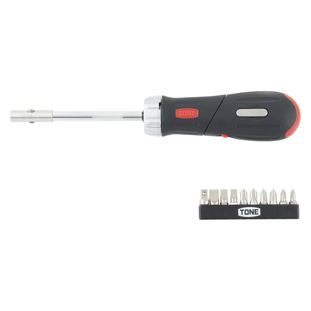 Набор отверток с трещоткой TONE RD10S для вставки бит черного цвета, 12 предметов и 6,35 мм (1/4")