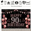 One 2D flat piece, 90-year-old rose gold birthday polyester background fabric, suitable for home, garden, multi-functional