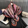 Женский ретро-шарф из квадратной ткани с ощущением шелка тутового дерева - Летний искусственный сатин, Защита от солнца, 90 см