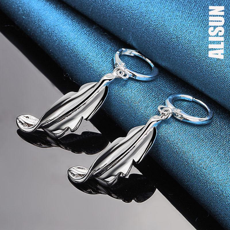 Серьги-подвески из стерлингового серебра 925 пробы в виде витого листа, модные свадебные украшения