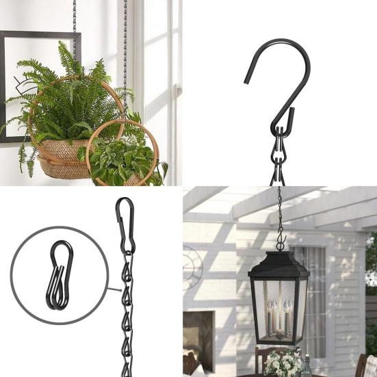 6/12 шт. Цепи для подвешивания растений Металлические цепи с крючками в форме S Регулируемая цепь для подвешивания кашпо Фонарь-кормушка для птиц