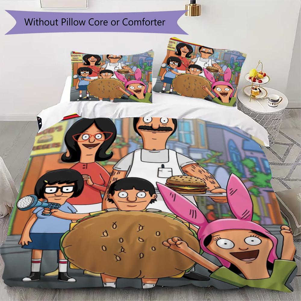 Bob's Burgers Pattern Bedding,Quilt Set Quilt Cover Pillowcase Home Birthday Gift (1*duvet cover+2*pillowcase,without core)XSJT0917111