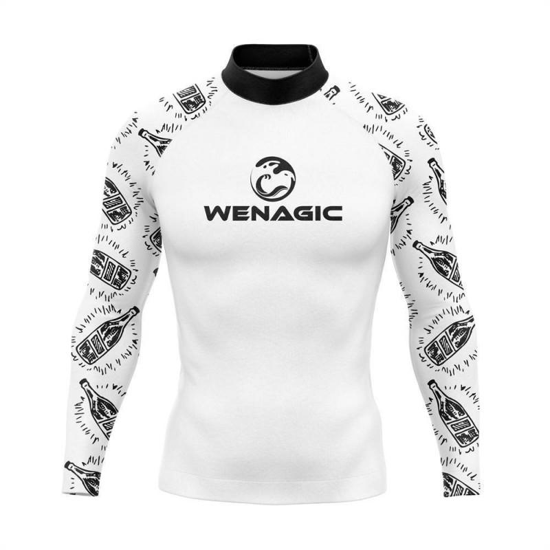 Mens Quick-Dry Rash Guard Long Sleeve UV Protection Swim Shirt Surfing Diving Water Sports