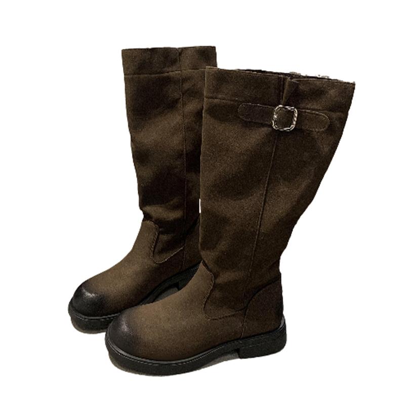 Женские замшевые высокие сапоги на плоской подошве, высокие сапоги до колена, женские зимние дизайнерские ретро-платья в готическом стиле, теплые мотоциклетные сапоги Mujer Botas