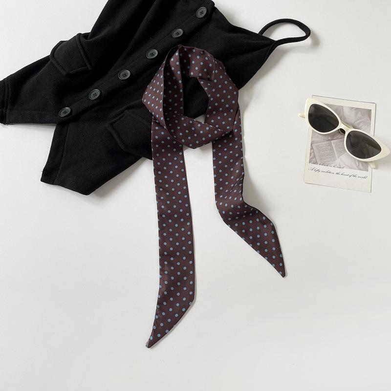 Fashion Polka Dot Silk Scarf Long Silk Scarf Women'S Tide American Long Strip Thin Streamer Decorative Scarf Belt Tie Headband Women