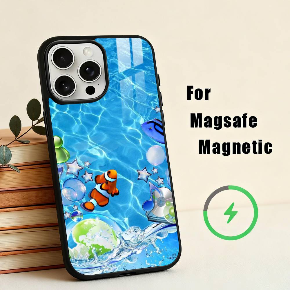 F-Frutiger Aero Aqua N-Nostalgia Чехол для телефона для iPhone17,16,15,14,13,12,11 Plus, Для чехла с магнитной беспроводной зарядкой