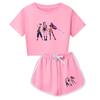 Kpop Demon Hunters Print Child Short Sleeve Shorts Pajama Set With Polyester Cotton Blend For Family Sleepwear