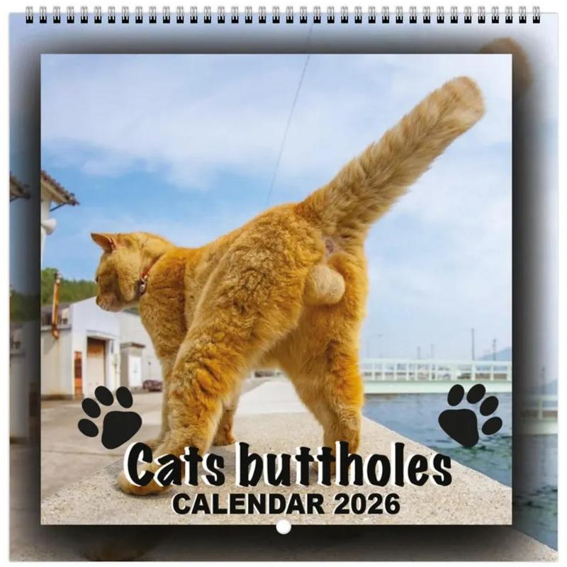 2026 Cat Butt Calendar 12 Monthly Funny Cat Tail Wall Calendar Family Planner Scheduling Tool For Living Room Bedroom
