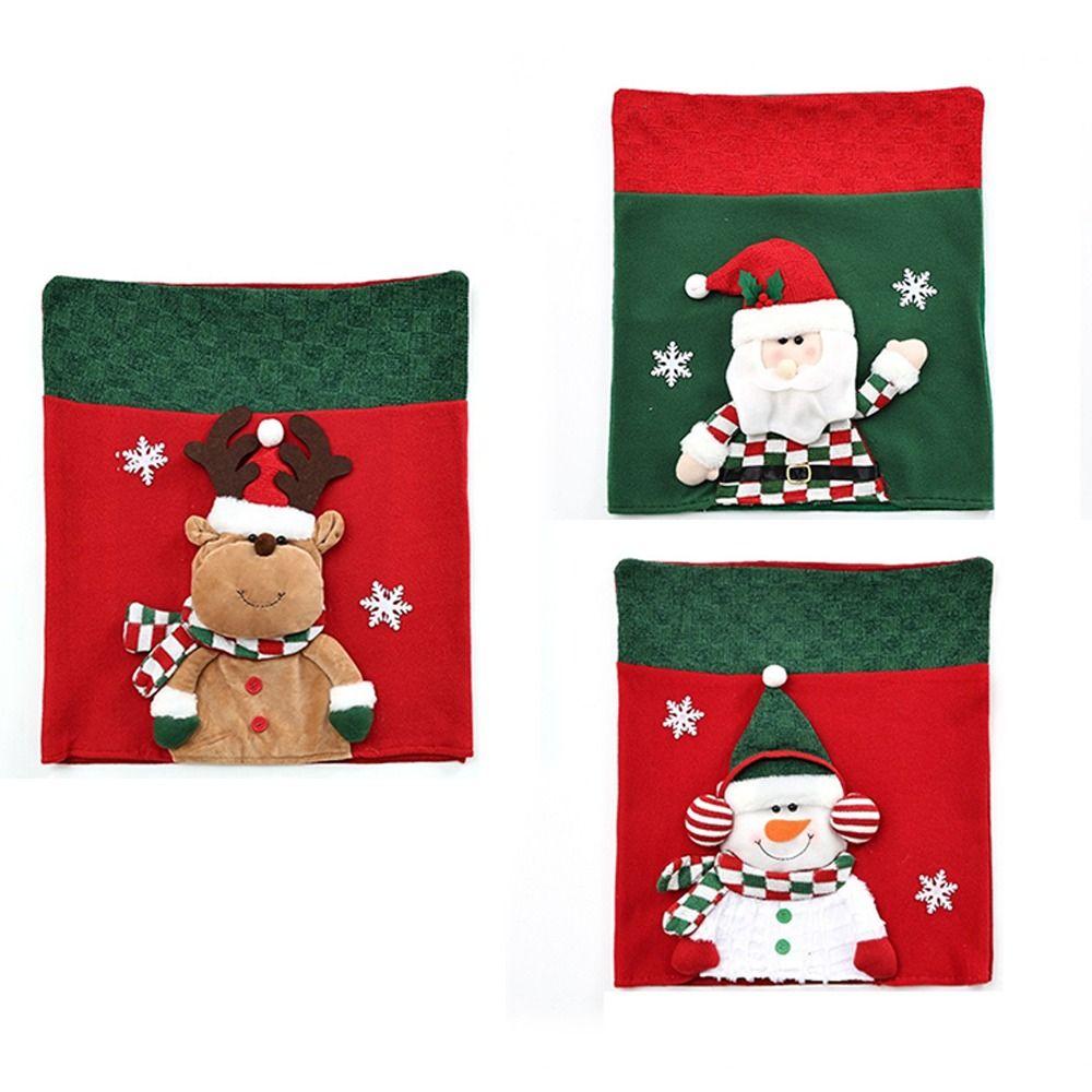 Snowman Christmas Chair Cover Elk Santa Claus Chair Back Cover Office Banquet