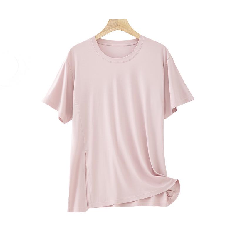 Women's Class A Summer Pajamas: Short Sleeve, Front Slit, Loose Fit, Cool Fabric Homewear Set