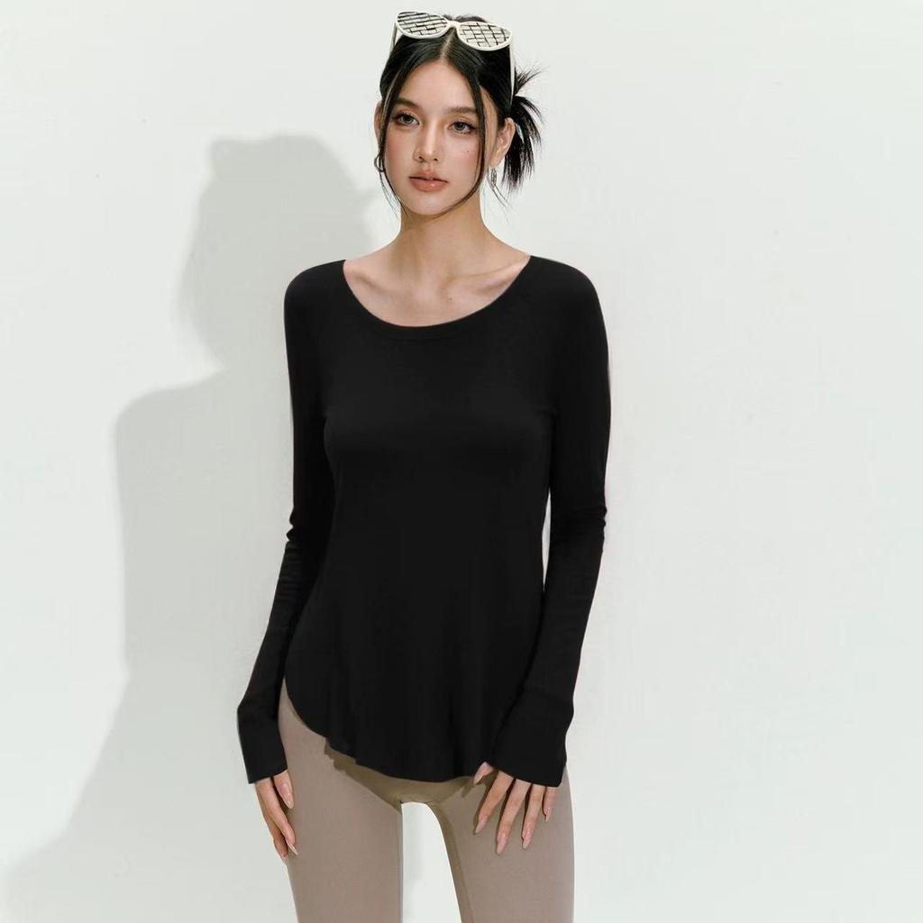 Женский ребристый топ для йоги с длинным рукавом - Коллекция Осень/Зима, Облегающий крой, Ощущение второй кожи, Идеально подходит для пилатеса и спортивной одежды для улицы