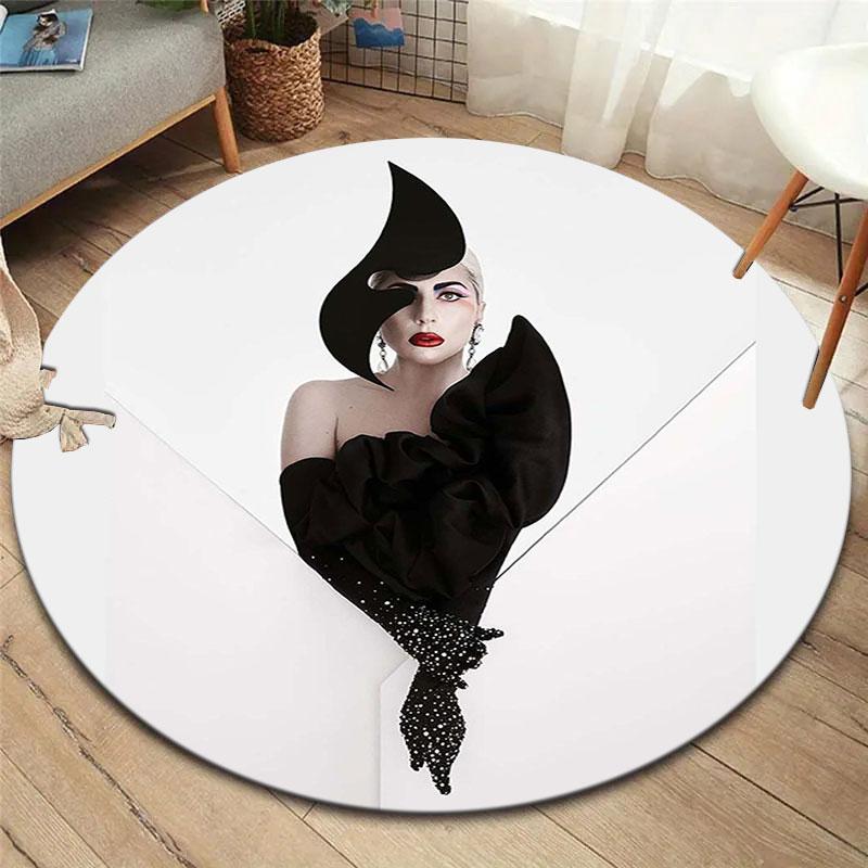Круглый ковер Lady Gaga, Ковер для гостиной, спальни, дивана, игровой комнаты, Декор, Нескользящий коврик для пола