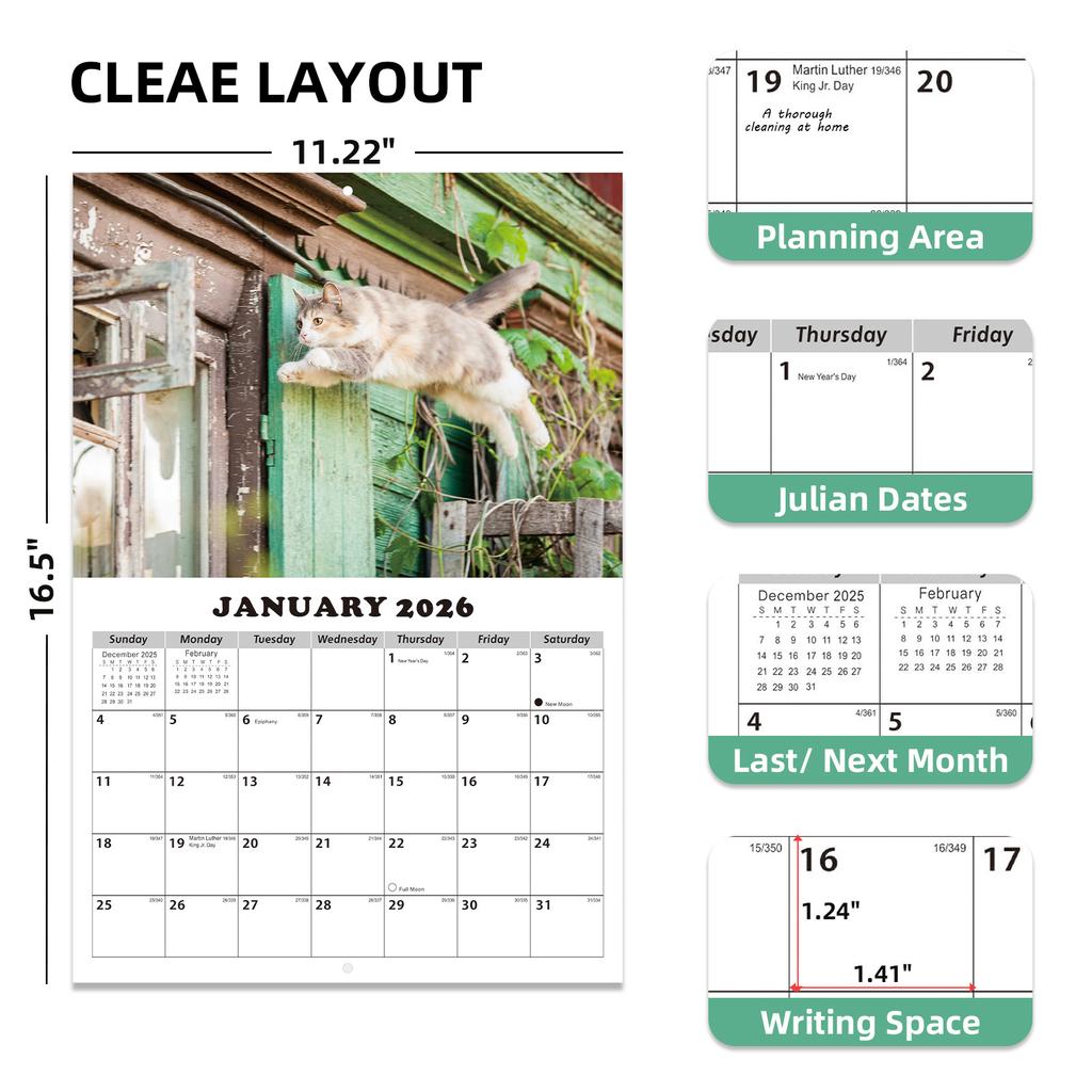 2026 Themed Wall Calendar English Monthly Calendar With 16 HD Photos