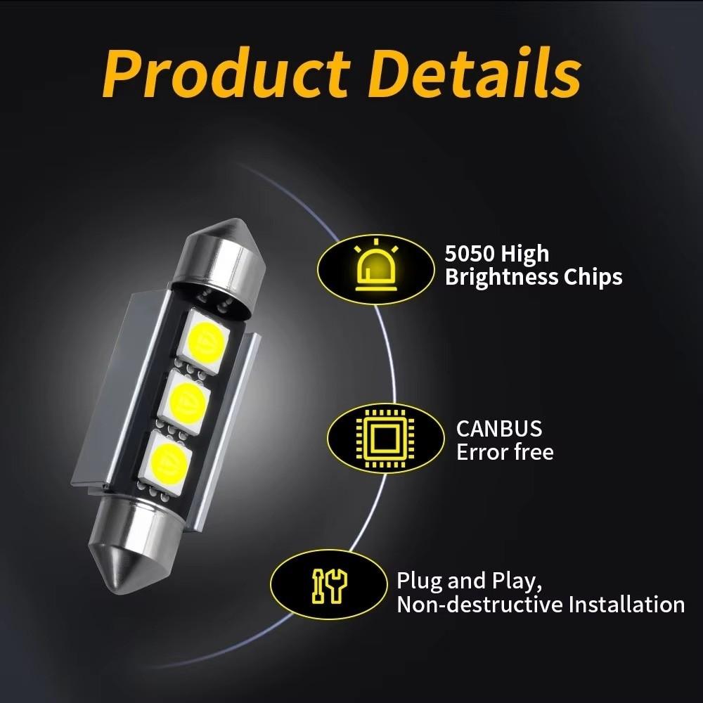 10 Pcs 31/36/39/41MM Festoon LED Bulbs 12V Reading Lighting Bulbs Car Dome Light Reading Light